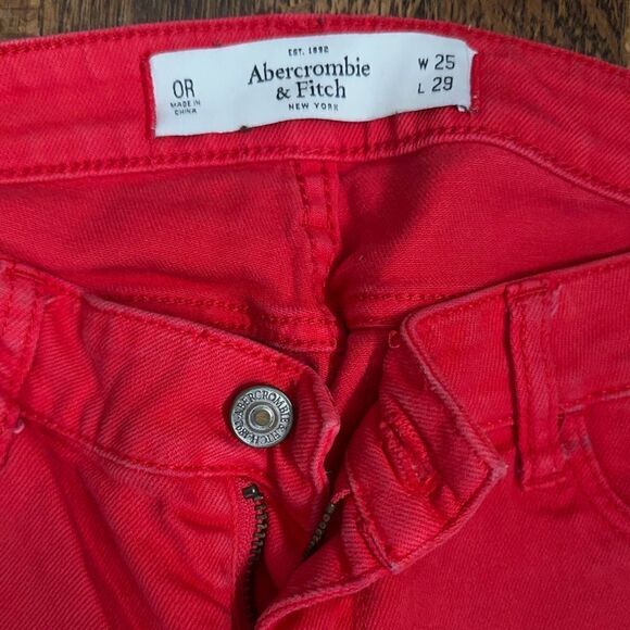 Abercrombie & Fitch Low Rise Skinny Jeans Red Women's Size 25 - Picture 8 of 9